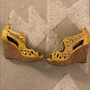 Vintage Yellow Cork Wedges